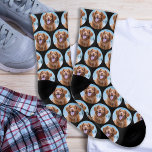 Cute Pet Dog Black Photo Socks<br><div class="desc">Dog Photo Socks: A Pawsitively Perfect Gift Overview Introducing our adorable Dog Photo Socks—the ultimate novelty gift for any dog lover! These modern, stylish socks are perfect for dog moms and dog dads who want to showcase their furry family members in a fun and fashionable way. Features Custom Photo Design:...</div>
