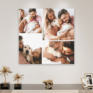 Cute Pet Dog Family Photo Collage Canvas Print