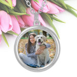 Cute Pet Dog Lover Personalized Photo Silver Plated Necklace<br><div class="desc">Now you can have your best friend with you wherever you go with this custom dog pet photo necklace. Customize with your favourite photo! A must have for every dog mom, dog lover and all pet lovers! COPYRIGHT © 2020 Judy Burrows, Black Dog Art - All Rights Reserved. Cute Pet...</div>