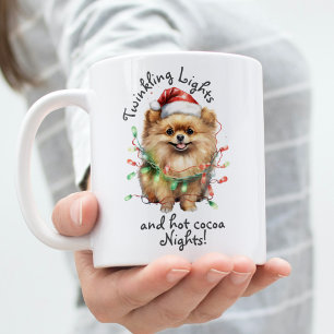 Cute Pet Dog Modern Script Watercolor Christmas Two-Tone Coffee Mug