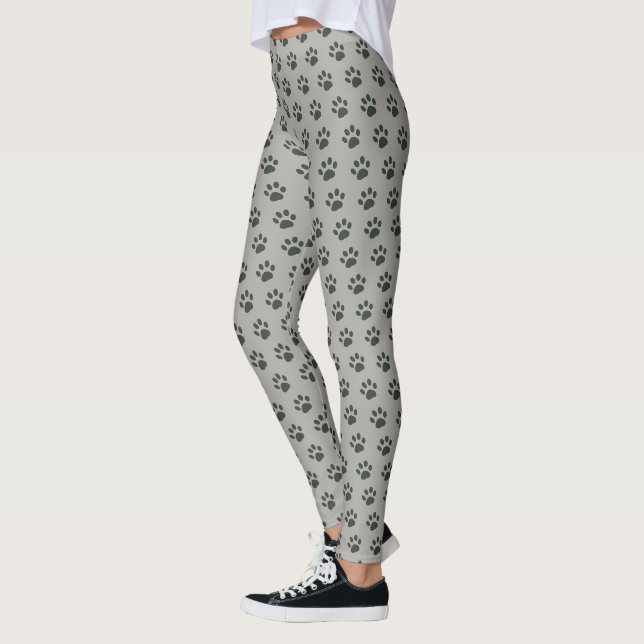 Cute Pet Dog Paws grey Leggings (Left)