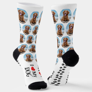 Cute Pet Dog Personalized Paw Prints Photo Socks