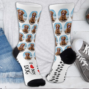 Cute Pet Dog Personalized Paw Prints Photo Socks