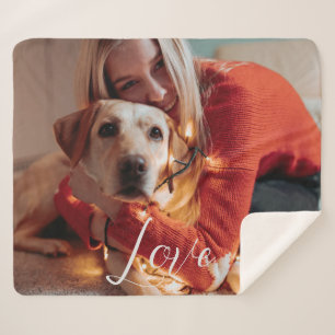 Cute Pet Dog Photo Custom Script Keepsake Sherpa Blanket