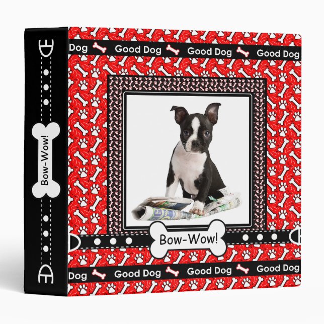 Cute Pet Dog Records Paws and Bones Binder (Front/Spine)