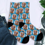 Cute Pet Dog Teal Blue Photo Socks<br><div class="desc">Introducing the perfect gift for dog lovers everywhere—Personalized Dog Photo Socks! These delightful socks are designed for those who cherish their furry friends and want to carry a piece of them wherever they go. Whether you’re a proud dog mom or searching for a heartfelt memorial gift, these socks offer a...</div>