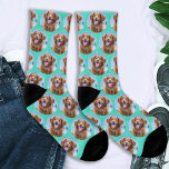 Cute Pet Dog Teal Green Photo Socks<br><div class="desc">Surprise the dog lover whether its a birthday,  Mothers day or Christmas with these super cute pet photo all over print socks. They'll be a favourite of all dog lovers.  COPYRIGHT © 2020 Judy Burrows,  Black Dog Art - All Rights Reserved</div>
