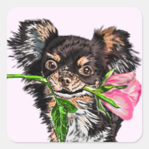 Cute Pet Dog with Rose Gift Stickers