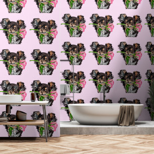 Cute Pet Dog with Rose Wallpaper