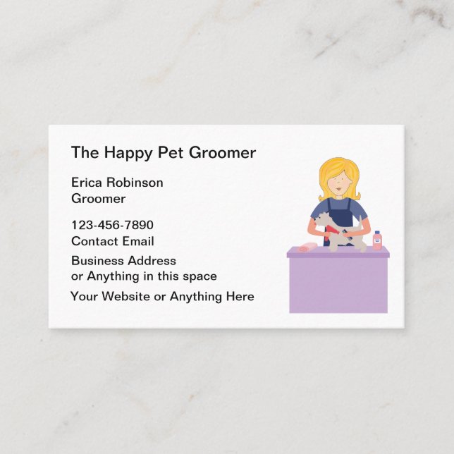 Cute Pet Grooming Business Cards Design (Front)