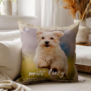 Cute Pet Keepsake Photo Playful Typography Throw Pillow