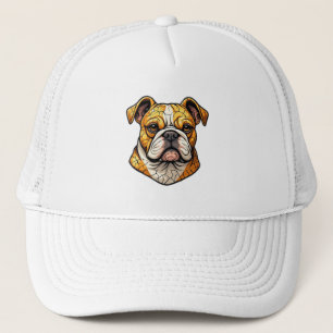 Cute Pet Lover English Bull Dog Illustration Trucker Hat