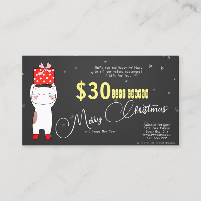 Cute Pet  Merry Christmas Gift Cards (Front)
