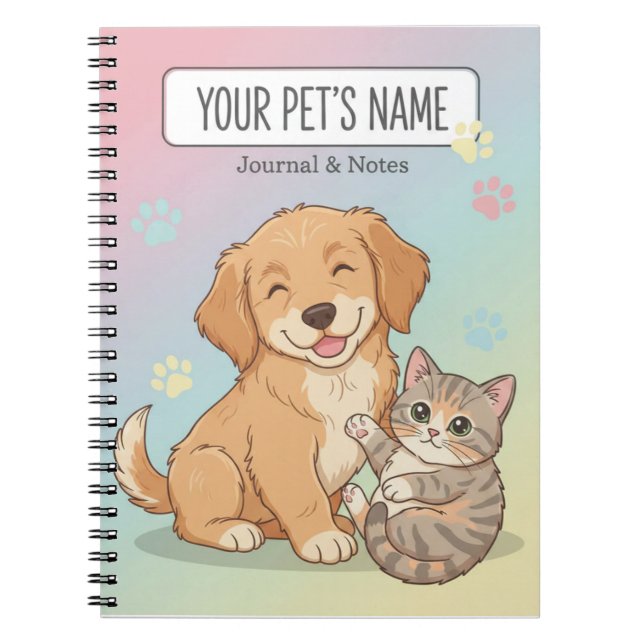 Cute Pet Notebook – Customizable Dog & Cat Journal (Devant)
