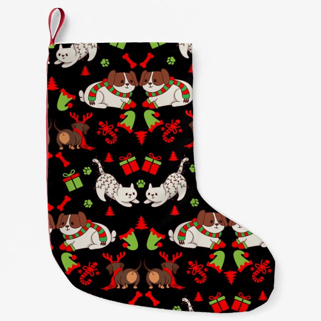 Cute Pet Patterned Christmas Gift  Small Christmas Stocking (Front)