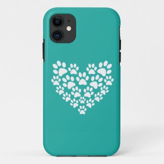 Cute Pet Paw Print Heart iPhone 11 Case