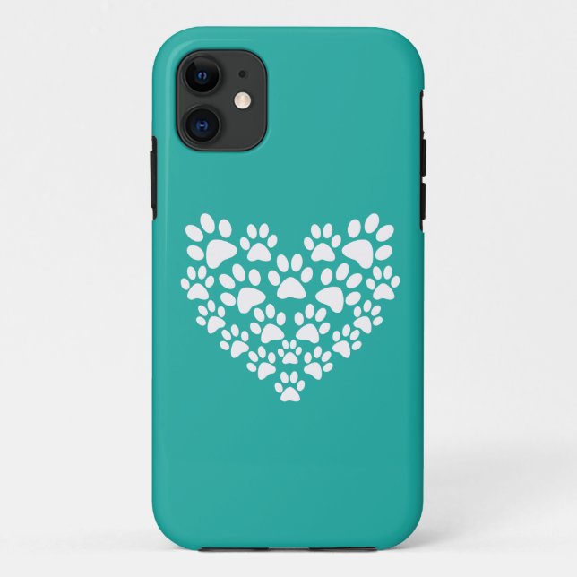 Cute Pet Paw Print Heart Case-Mate iPhone Case (Back)