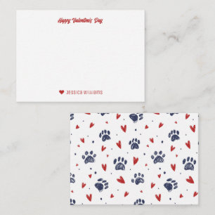 Cute Pet Paw Print Heart Pattern Valentine's Day Card