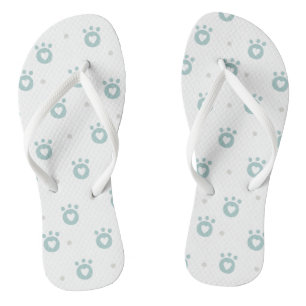 Cute Pet Paws with Hearts Flipflops