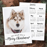 Cute Pet Photo 2025 Calendar Dog Merry Christmas Holiday Card<br><div class="desc">We Woof You A Merry Christmas! Send cute and fun holiday greetings with this super cute personalized custom pet photo holiday card add 2025 calendar card on the back. Merry Christmas wishes from the dog with cute paw prints in a fun modern photo design. Add your dog's photo or family...</div>