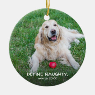 Cute Pet Photo And Custom Name Christmas Ceramic Ornament