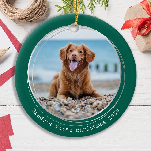 Cute Pet Photo Customized Dog Lover Christmas Ceramic Ornament (Creator Uploaded)