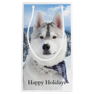 Cute Pet Photo Happy Holidays  Small Gift Bag