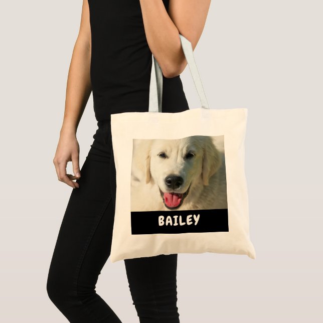 Cute Pet Photo Name Tote Bag (Front (Product))