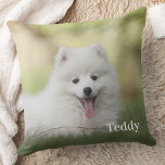 Cute Pet Photo Personalized Name Dog Lover Throw Pillow<br><div class="desc">Introducing our modern and simple personalized pillow, perfect for showcasing your beloved pet in a unique way. With an option to add your pet’s name, this pillow is a great gift for family, friends, and even grandparents. The pillow features a high-quality photo of your furry friend, printed onto a soft...</div>