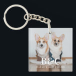 Cute Pet Photo with Monogram Keychain<br><div class="desc">Cute Pet Photo with Monogram Keychain</div>