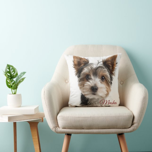 Cute Pet Pillow – Personalized Dog Name & Photo (Chair)
