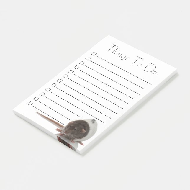 Cute Pet Rat Checklist Post-it Notes (Angled)