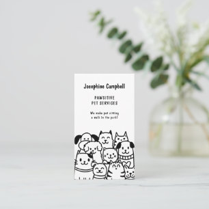 Cute Pet Sitter Veterinarian QR Code Black Business Card