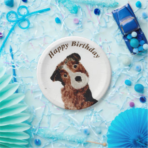 Cute Pet Terrier Dog Paper Plate