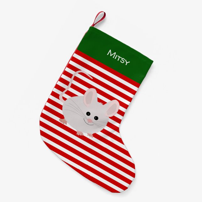 Cute Pet White Mouse Christmas Stocking (Front (Hanging))