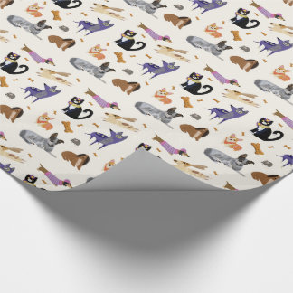 Cute Pet Wrapping Paper with Dogs, Cats, and Mice