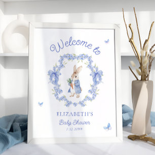 Cute Peter Rabbit Baby Shower Welcome Poster