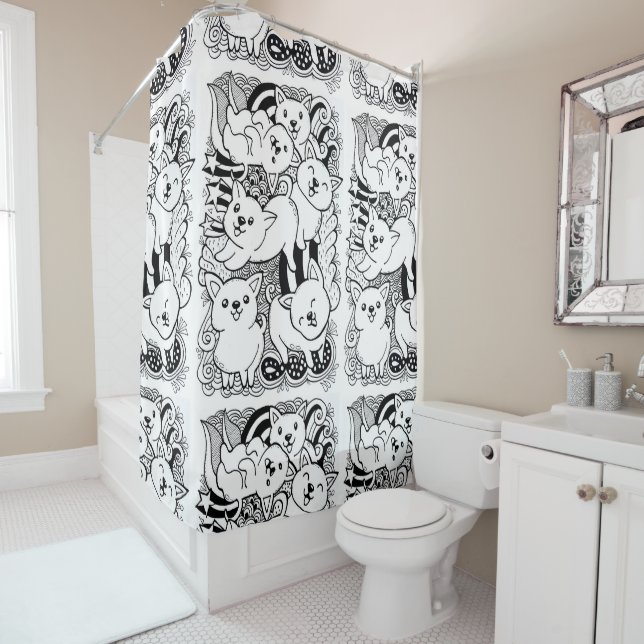 Cute Petit Monstres Douche Rideau (En situation)