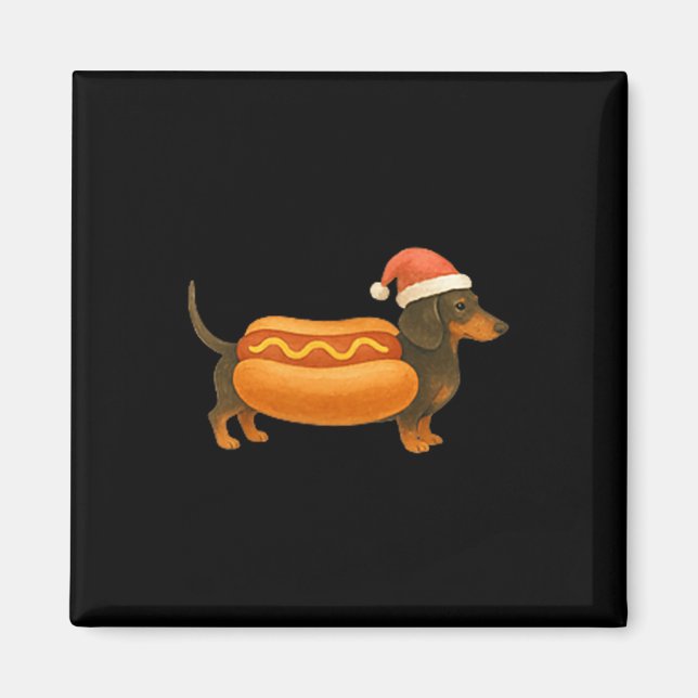Cute Petite Christmas Funny Hot Dog Dachshund  Magnet (Front)