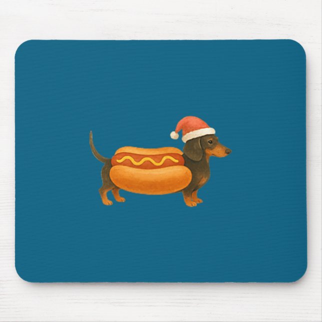 Cute Petite Christmas Funny Hot Dog Dachshund  Mouse Pad (Front)