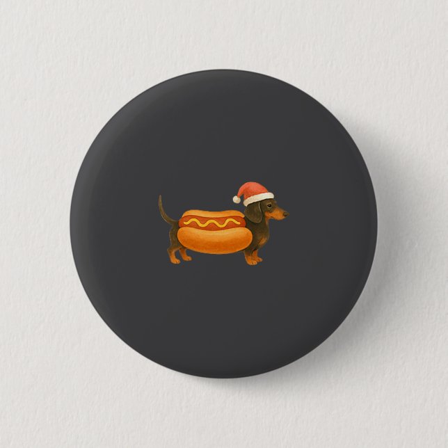 Cute Petite Christmas Funny Hot Dog Dachshund Prem 2 Inch Round Button (Front)