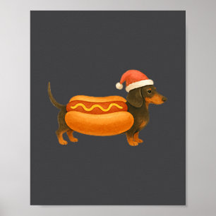 Cute Petite Christmas Funny Hot Dog Dachshund Prem Poster