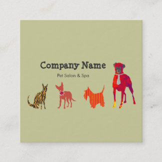 Cute Pets. Animal Dogs Cats Pet Salon Spa Square Business Card