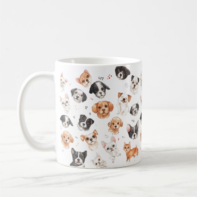 Cute Pets Pattern Mug – Adorable Animal  (Left)