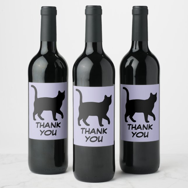 Cute Pets Silhouettes Design - Cats 1 + text Wine Label (Bottles)