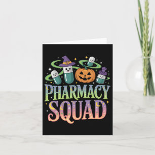 Cute Pharmacy Squad Halloween Pills Pumpkin Crew Card