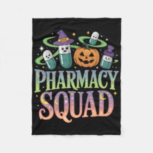 Cute Pharmacy Squad Halloween Pills Pumpkin Crew  Fleece Blanket