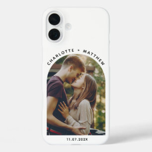 Cute Photo Arch Minimalist Typography Personalized iPhone 16 Plus Case