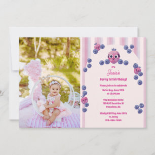 Cute Photo Berry First Birthday Kids Party Invitation