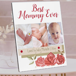 Cute Photo Collage Best Mom Ever First Mothers Day Plaque